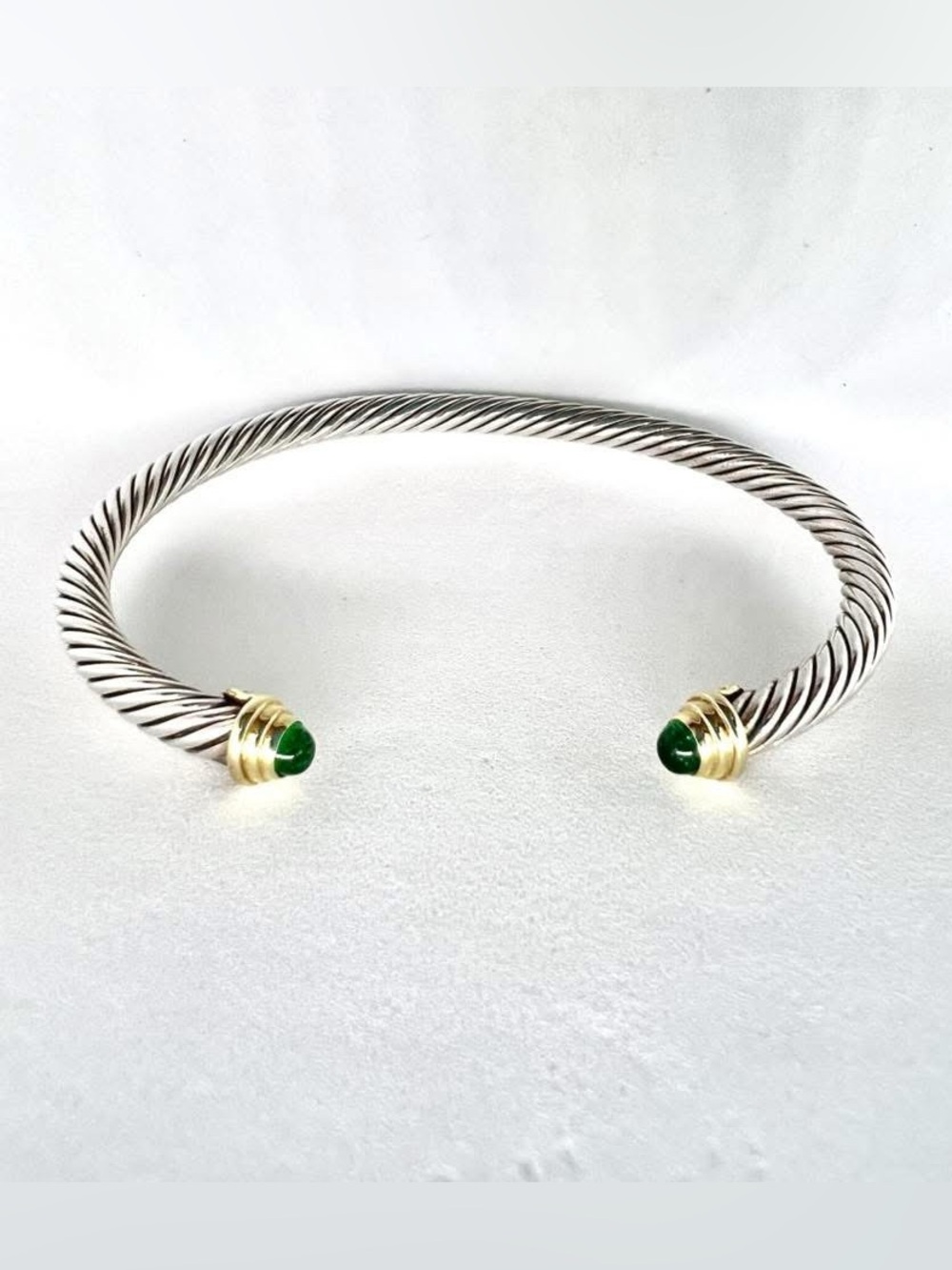 David Yurman Cable Bracelet with Green Onyx and 18K Gold